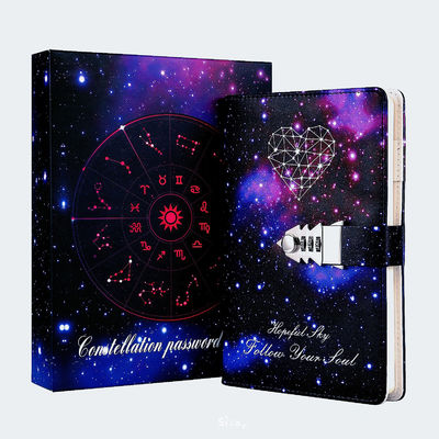 2022 Leather Lock Catch Journal Writing Schedule Notebook For Students 12 Constellation