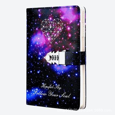 2022 Leather Lock Catch Journal Writing Schedule Notebook For Students 12 Constellation