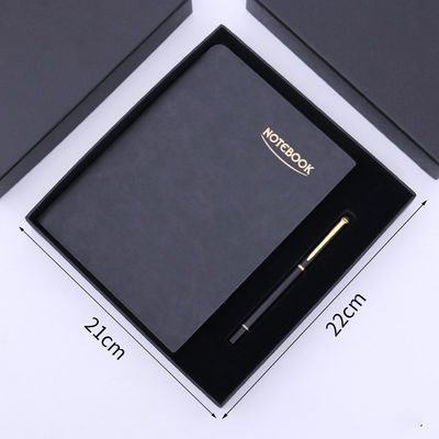 Customized A5 Wood-free Paper PU Resin Cover Leather Journal Notebook Set With Pen