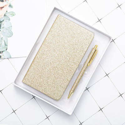 Custom A6 Glittery PU Leather Journal Set With Pen for Daily Weekly and Monthly Planning