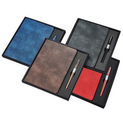 Custom Logo A5 Leather Business Office Stationery Sewing Binding Notepad Gift Box Set