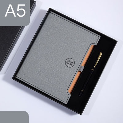 Custom Logo A5 Leather Business Office Stationery Sewing Binding Notepad Gift Box Set