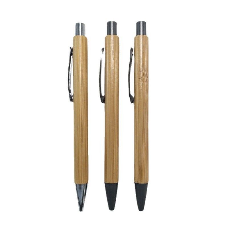 Plastic Custom LOGO Recycled Bamboo Ball Pen Wood Ballpoint Pen Writing Width 0.5 mm