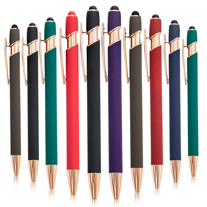 240M Writing Metal Office Ballpoint Pen with Custom Logo and Soft Touch Screen Stylus
