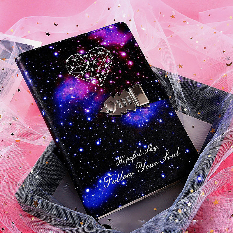 2022 Leather Lock Catch Journal Writing Schedule Notebook For Students 12 Constellation