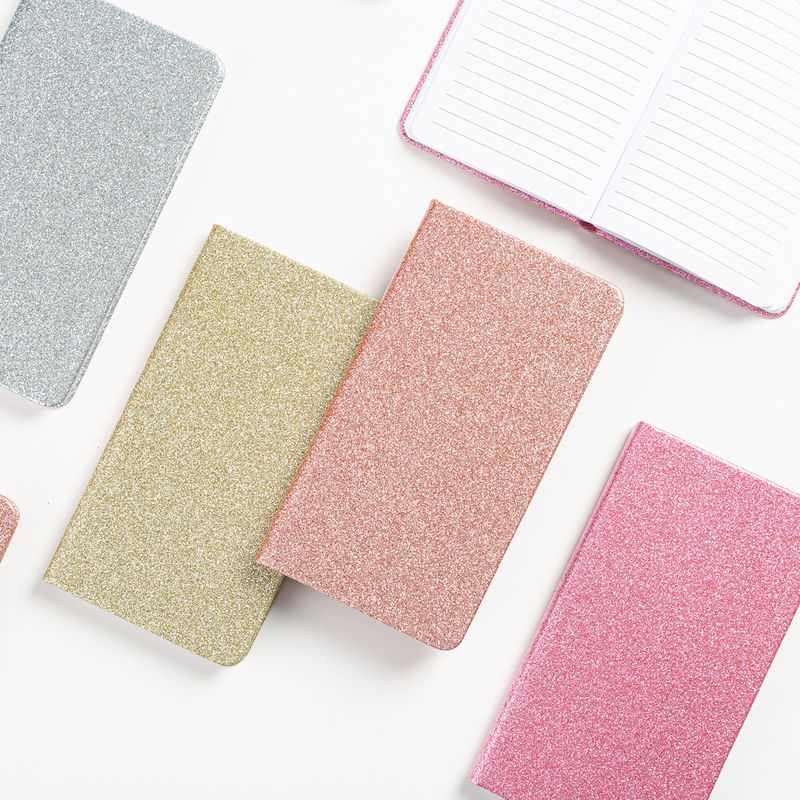 Custom A6 Glittery PU Leather Journal Set With Pen for Daily Weekly and Monthly Planning
