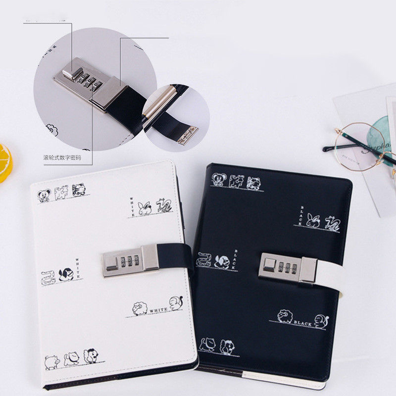 Hardcover A5 Pu Leather Diary with Coded Lock Promotion Journal Pen Notebook Set